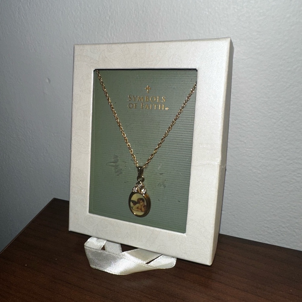 Symbols of Faith Wonderer Thinker-Angel Gold Pendant Necklace